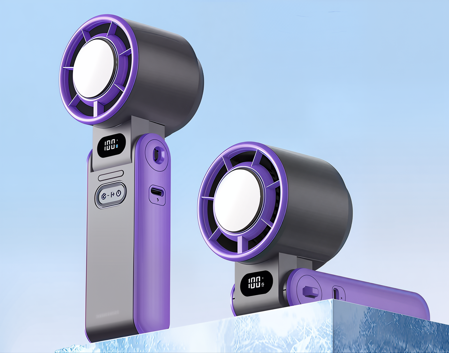 Zmrozik™ – Przenośny Wiatrak z Chłodzeniem Lodowym (100 poziomów)