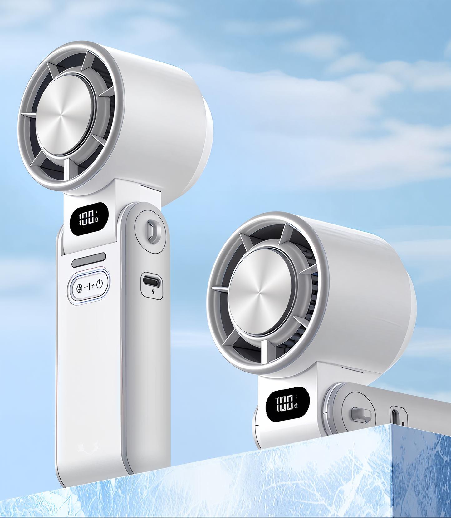 Zmrozik™ – Przenośny Wiatrak z Chłodzeniem Lodowym (100 poziomów)
